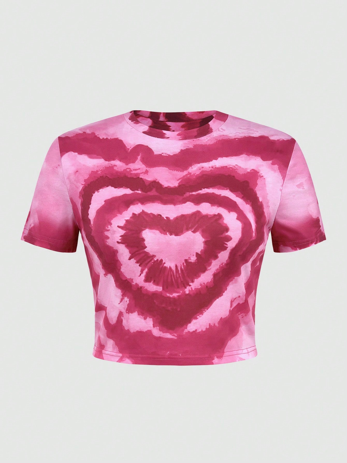 EZwear Women's Heart Print Round Neck T-Shirt