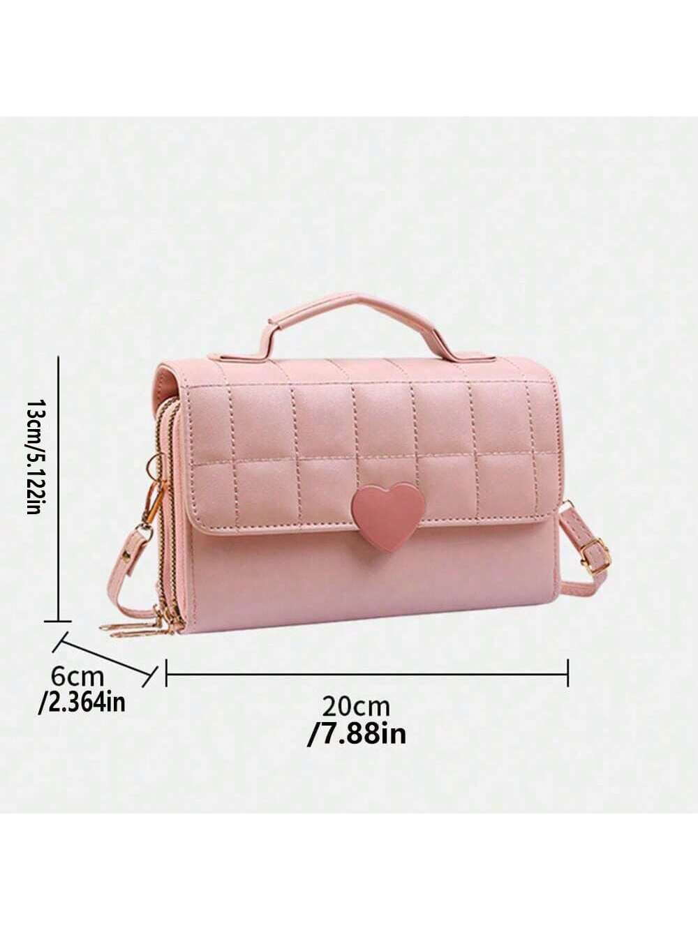 Women's New Pu Leather Shoulder Bag With Multiple Zipper Pockets, Heart-Shaped Buckle, Twist Lock, Crossbody, Fashionable, Multi-Purpose, Handbag & Phone Pocket