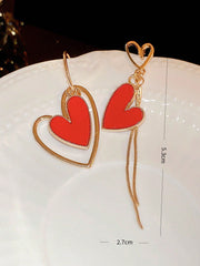 1pair Asymmetric Hollow Out Heart Shaped Earrings