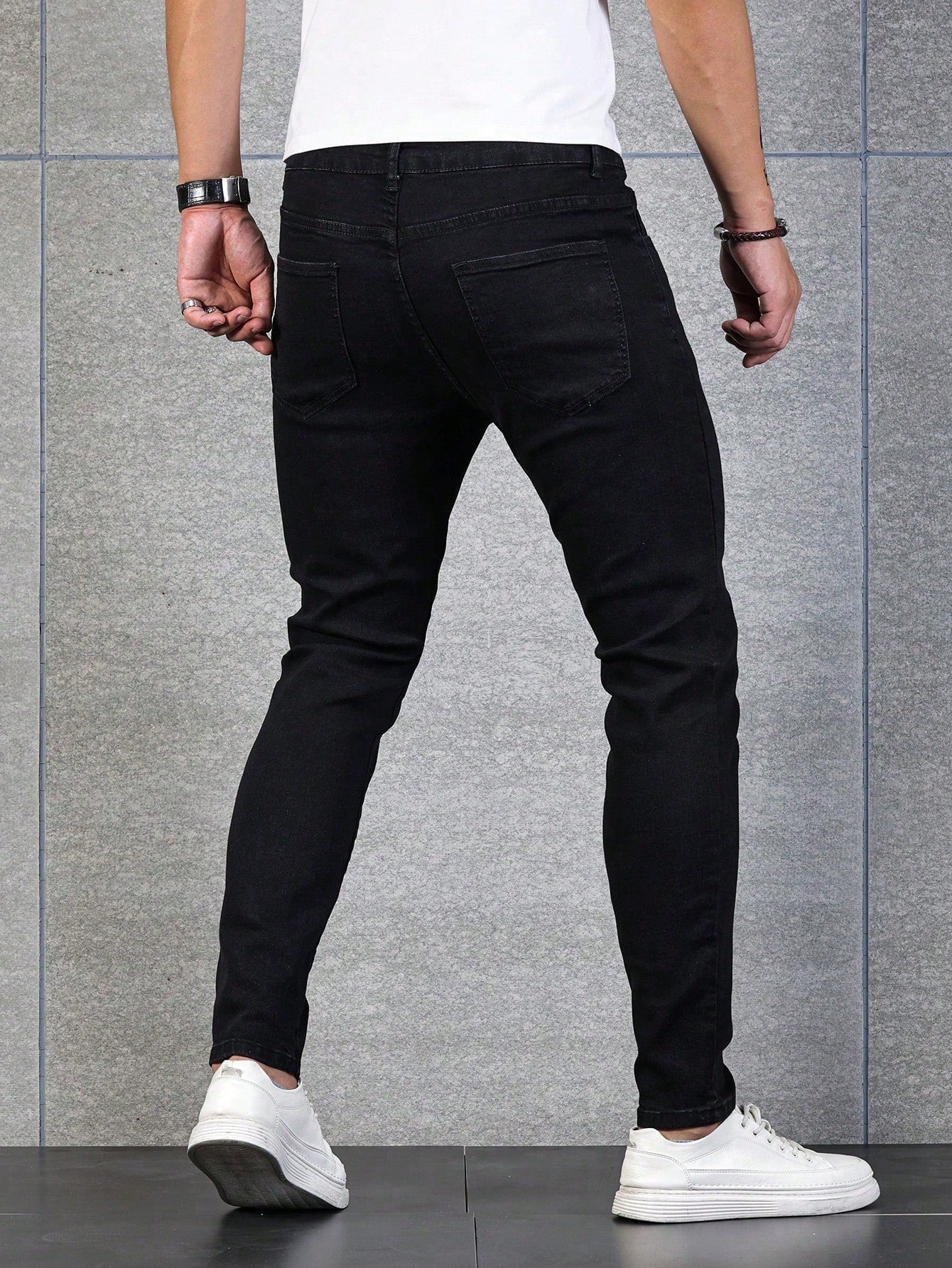 Manfinity Homme Men Contrast Stitch Skinny Jeans