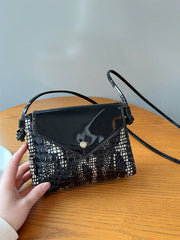 New Fashion Mini Crossbody Bag For Women, Retro Elegant Bright Surface Shoulder Bag, Lightweight Multifunctional Leopard Print Phone Bag With Color Block Design