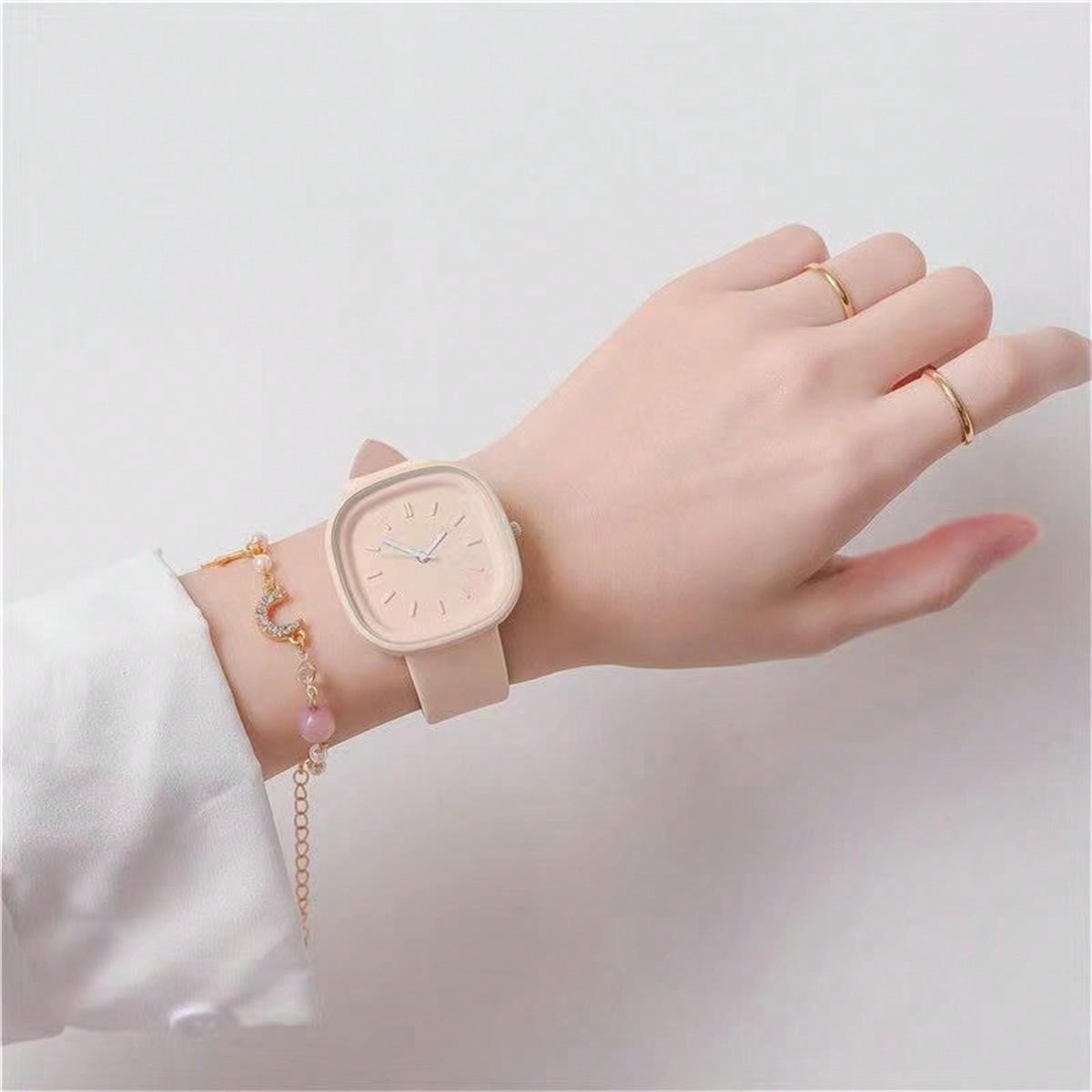 2pcs/Set Forest Style Student Quartz Watch For Girls, Simple & Fresh Design For Junior And Senior High School, Summer