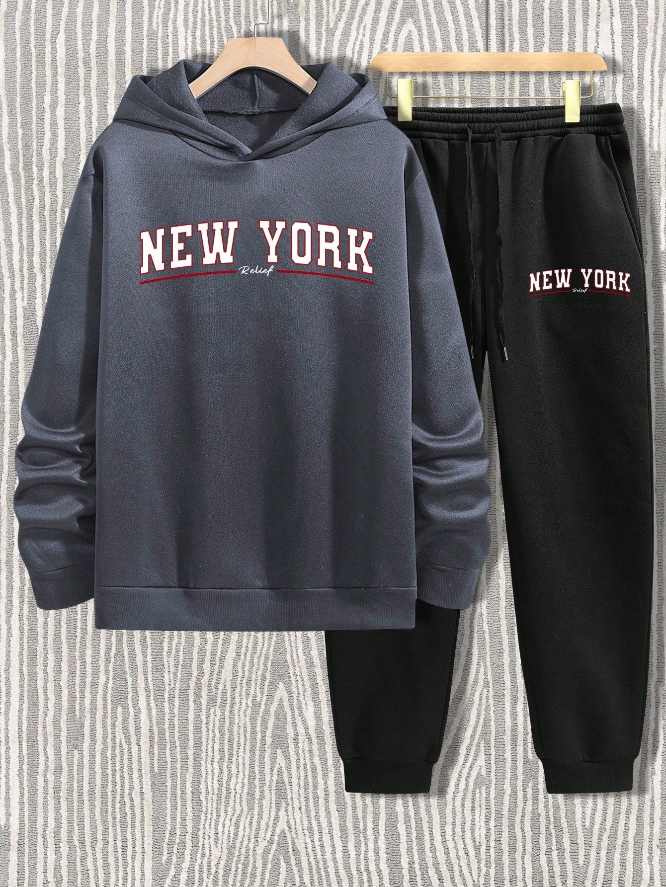 Manfinity Men's Letter Printed Hoodie And Sweatpants Tracksuit