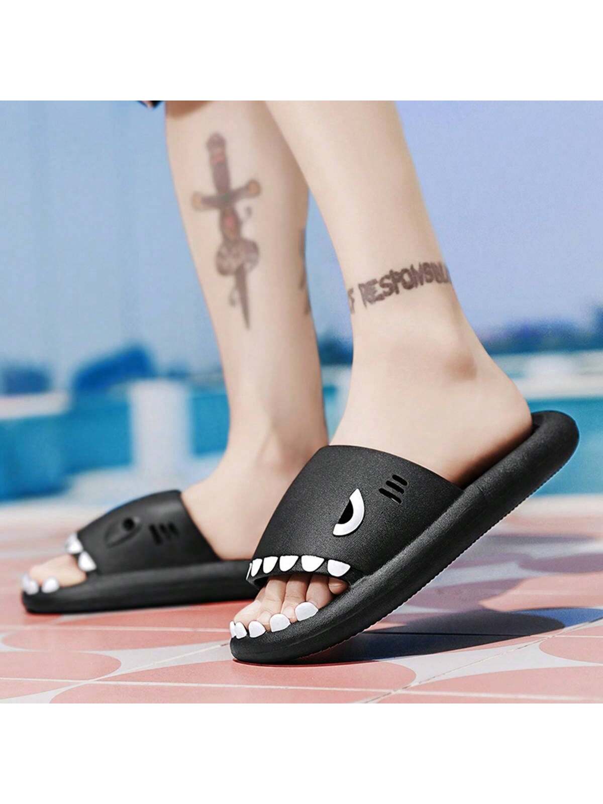 Shark-Shaped Men's Slippers With Non-Slip & Anti-Odor Design, Perfect For Summer Outdoor Activities And Beach Wear