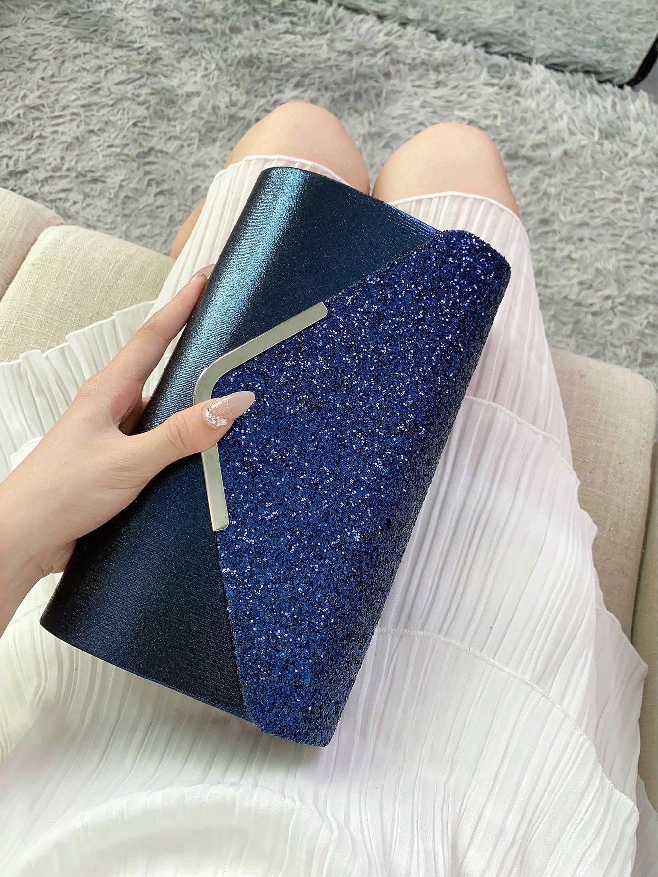 Shiny Evening Clutch, Elegant Fashion Envelope Bag, Ladies' Wedding Handbag For Party And Dancing