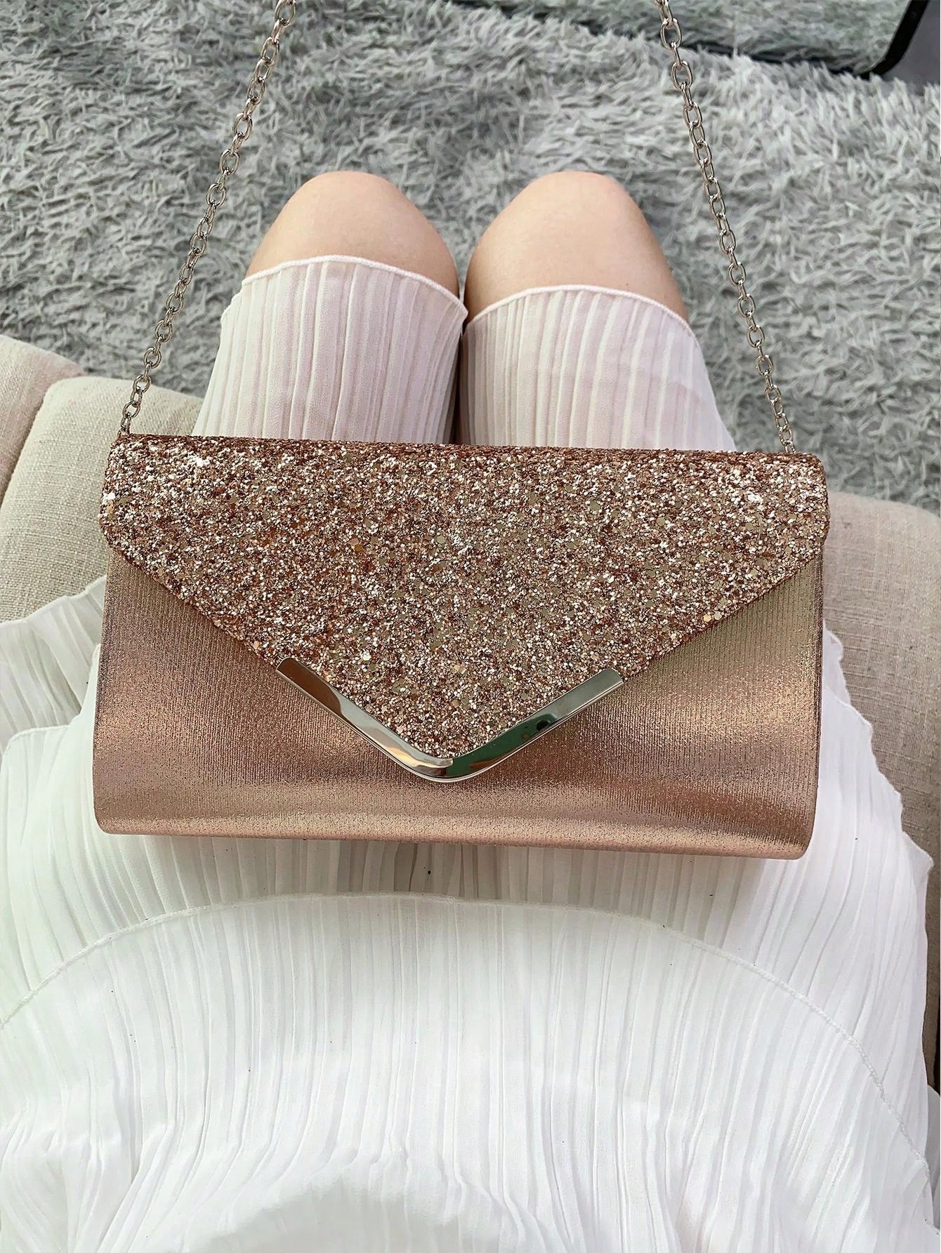 Shiny Evening Clutch, Elegant Fashion Envelope Bag, Ladies' Wedding Handbag For Party And Dancing