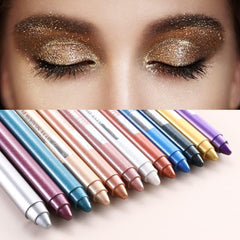 12 Pcs Eyeshadow Stick Set,Long Lasting Glitter Multi-Use Eyeliner Pencil &Eyeshadow Makeup Stick with Sharpener