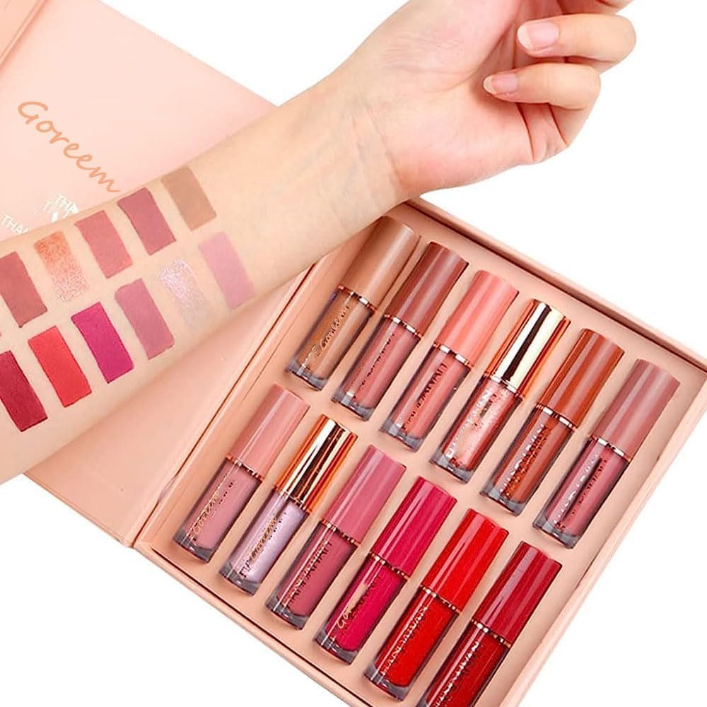 12 Colors 2.5ml Lip Gloss Set Matte Pearlescent Non-Sticky Lip Glaze Lipstick