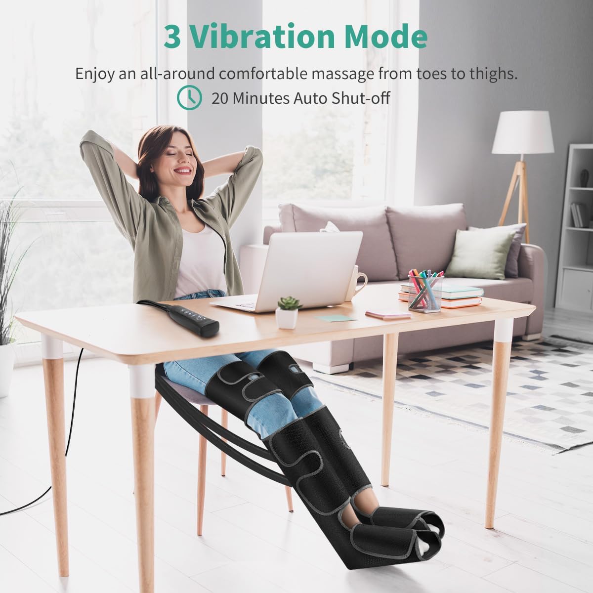 Medcursor Air Compression Leg Massager, Foot Massager for Circulation and Pain Relief, 3 Intensities, 3 Vibration Functions, 6 Modes, 3-in-1 Leg Massage Machine, Gift for Mom, Dad