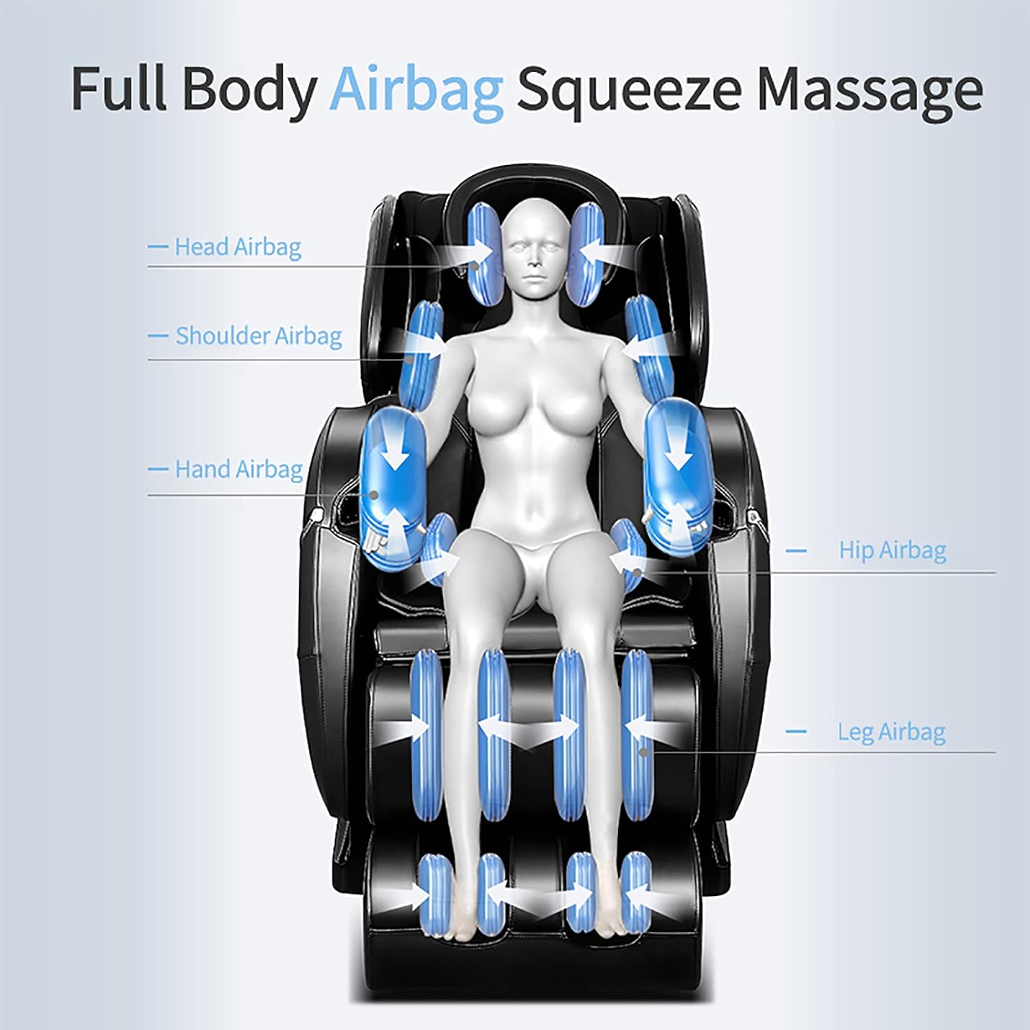 ZONEEAKO Zero Gravity S Track Chair Massage,Airbag Massage Chairs Recliner Rolling Massage Chair with Manual-Wired Control,Heat Function