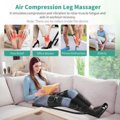 Medcursor Air Compression Leg Massager, Foot Massager for Circulation and Pain Relief, 3 Intensities, 3 Vibration Functions, 6 Modes, 3-in-1 Leg Massage Machine, Gift for Mom, Dad